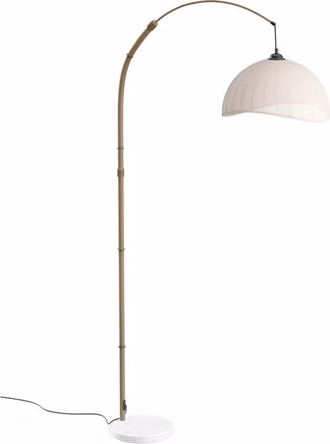 Living Star Vintage Style Floor Lamp with Fabric Dome Lampshade and Marble Base in White