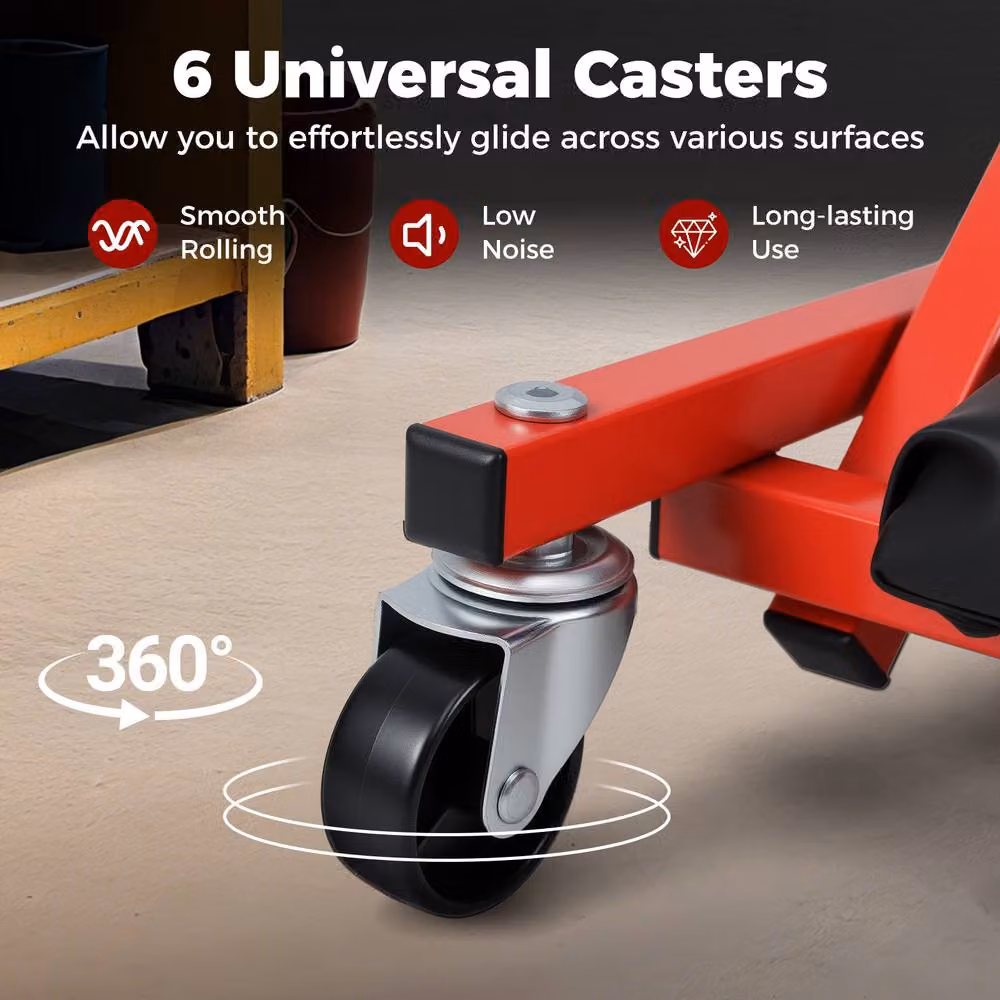 Costway 2-in-1 Folding Rolling Creeper Seat with Red PVC Padded Seat – 8