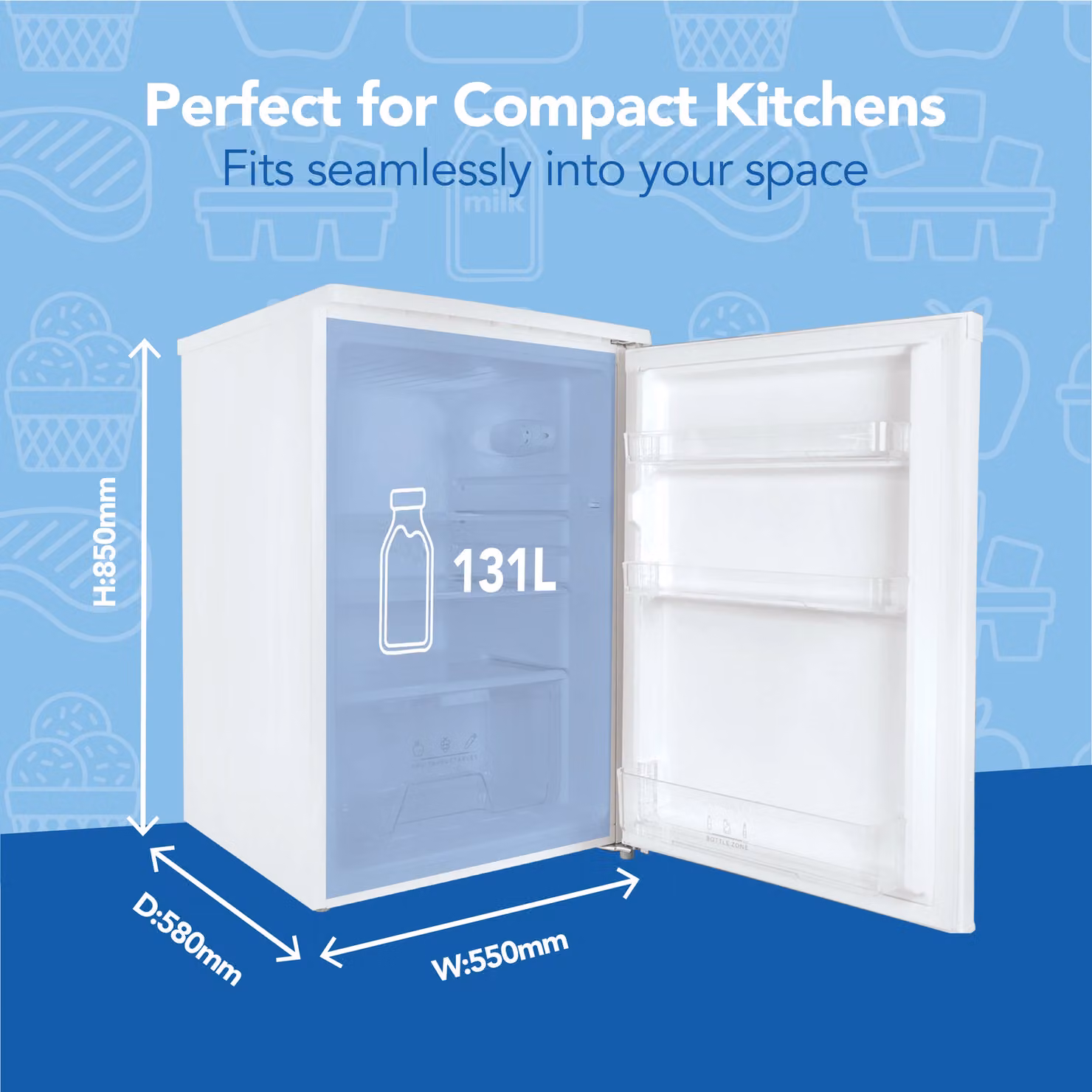 Igenix Under Counter Larder Fridge, 127 Litre, White – 2
