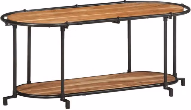 Berkfield Home Industrial TV Cabinet in Brown Solid Acacia Wood and Metal, W/D/H: 100 x 42 x 40 cm