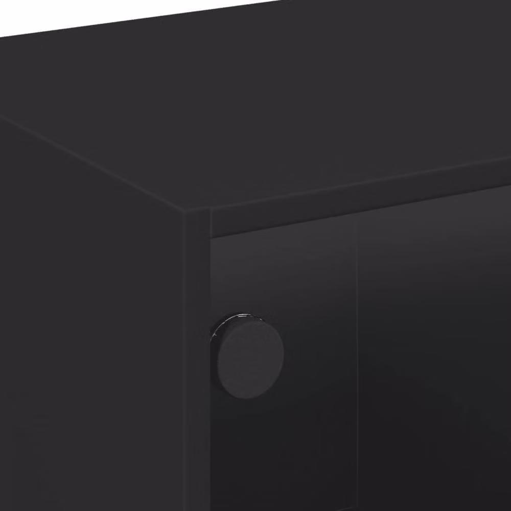 Berkfield Home Modern Black Coffee Table with Glass Doors W: 68 cm, D: 50 cm, H: 42 cm – 5
