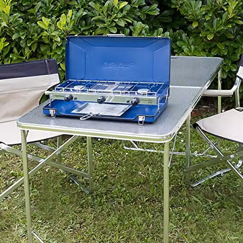 Campingaz Chef Folding Double Burner Stove and Grill, Blue Tabletop Gas Cooker with Piezo Ignition – 2