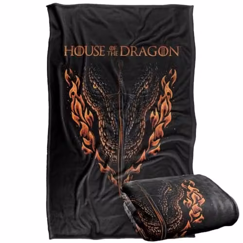 Warner Bros. House of the Dragon Fire, Sword and Dragon Super Soft Fleece Throw Blanket, W/D/H: 91 x 147 cm