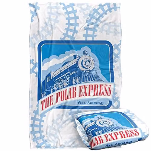 Warner Bros. Polar Express Train Tracks Silky Touch Super Soft Fleece Throw Blanket, Multicolour, W: 91 cm, D: 147 cm – 1