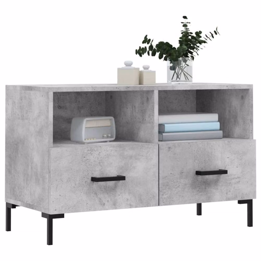 Berkfield Home Industrial TV Cabinet in Concrete Grey, W/D/H: 80 x 36 x 50 cm – 3