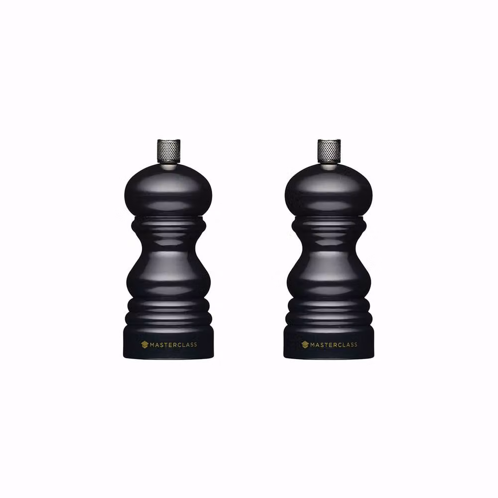 MasterClass Set of 2 Black Ceramic Salt and Pepper Mills, Height: 12 cm – 2