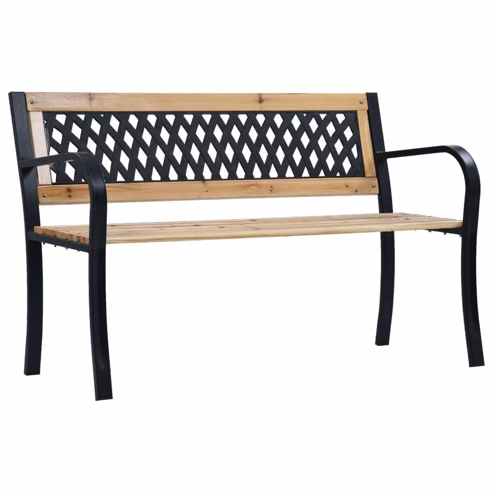 Berkfield Home Durable Brown Wood Garden Bench W: 120 cm, D: 53 cm, H: 77 cm – 2