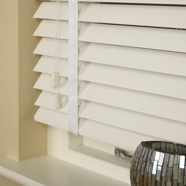 Terrys Made To Measure Mirage Wood Essence 50mm Wooden Venetian Blinds in Parchment Beige