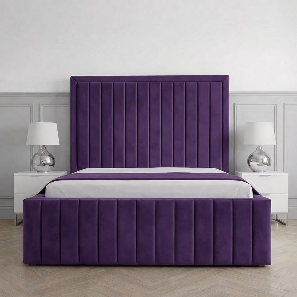 Living Comfort Bedz Sovereign Upholstered Velvet Gas Lift Storage Bed in Purple, W/D: 180 x 200 cm – 2