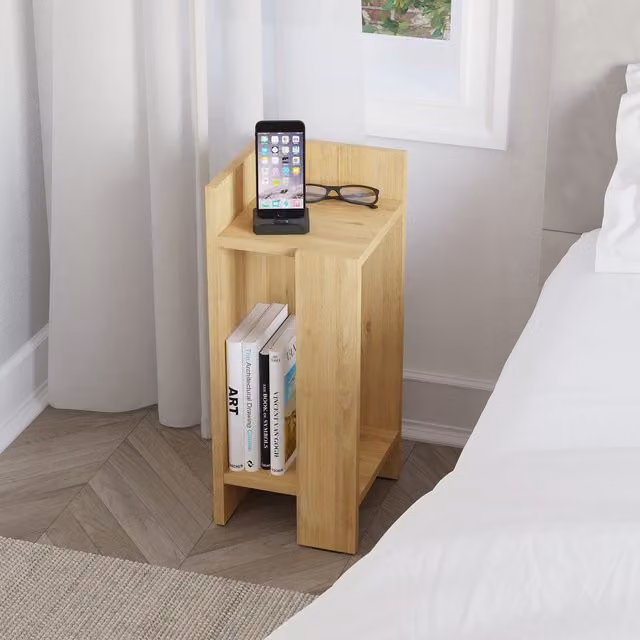 Decortie Elos Modern Narrow Left Module Bedside Table in Oak, W/D/H: 25 x 27 x 60 cm – 1