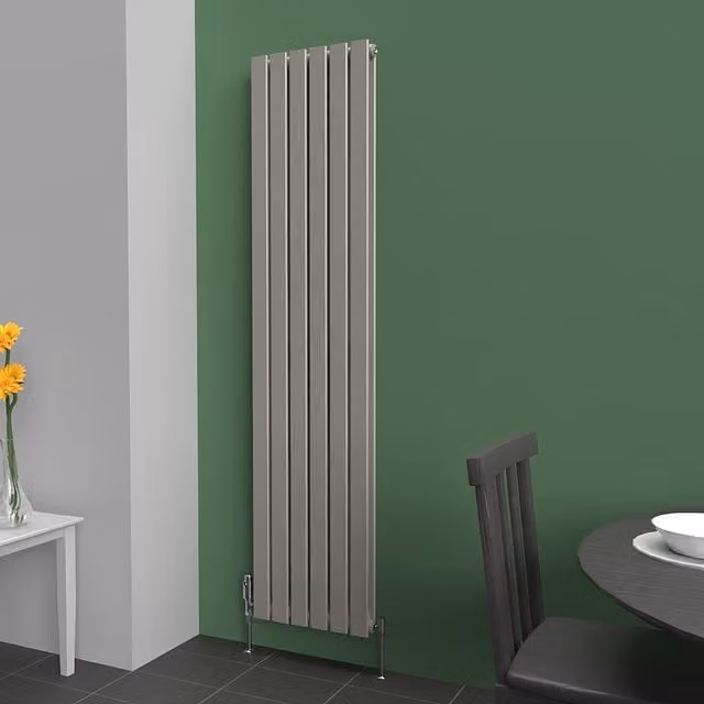 Lux Heat Flat Coloured Vertical Double Radiator in Dune Grey, H 180 cm x W 42 cm