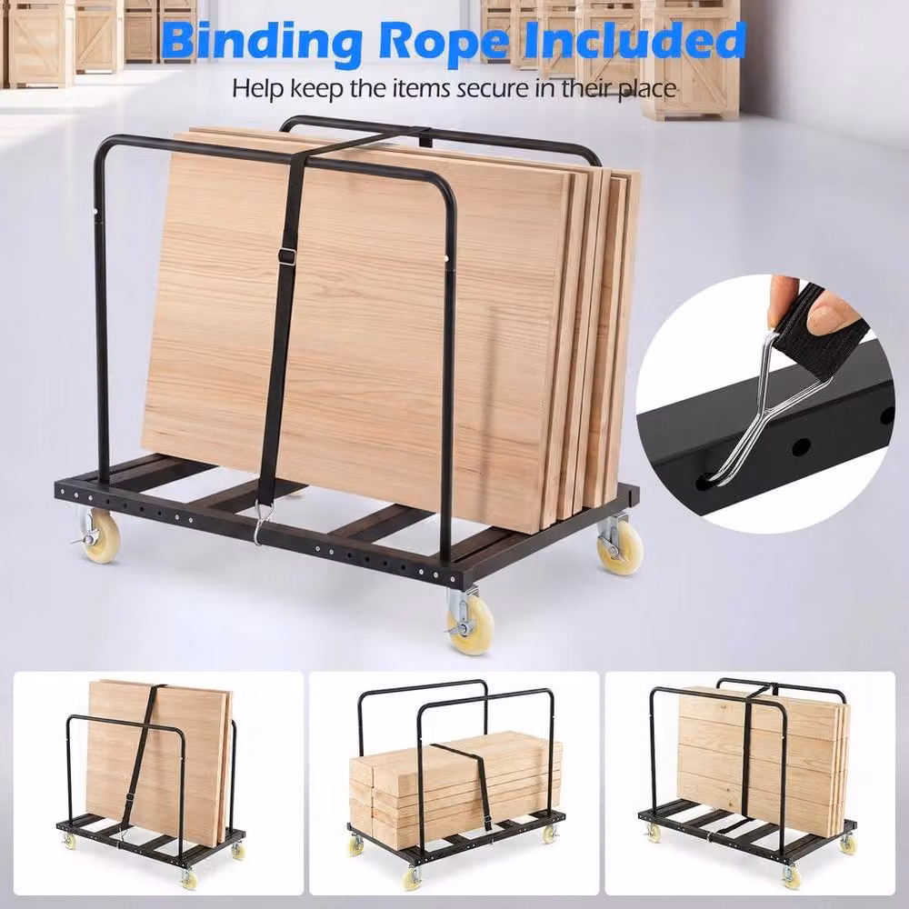 SPETLEK Black Metal Rolling Drywall Panel Cart Table Dolly with 815 kg Capacity, W: 50 cm – 4