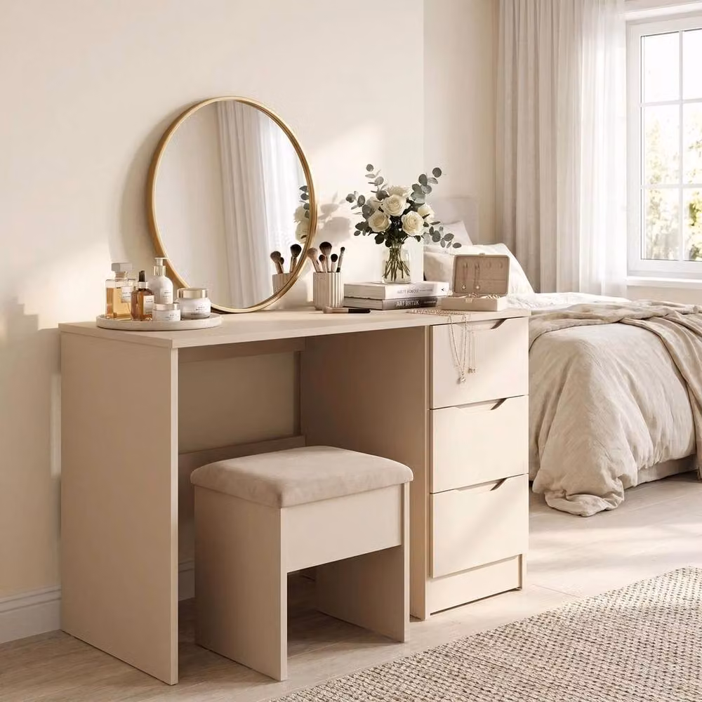 ERGOVEXA Modern 3 Drawer Dressing Table and Vanity Desk in Beige – 2
