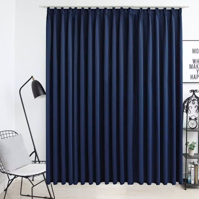 Berkfield Home Blue Blackout Fabric Curtain Panel with Hooks W: 290 cm, H: 245 cm – 1