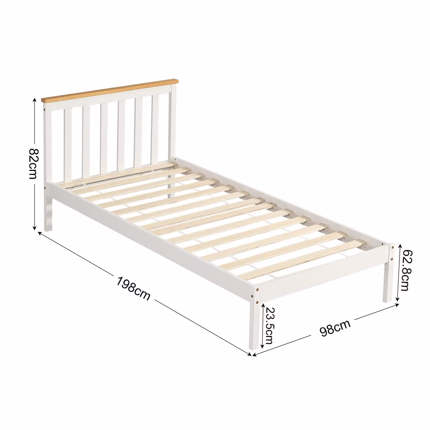 Comfy Living Ltd Low Footend Solid Wood Bed Frame in White, W/D/H: 140 x 200 x 82 cm – 2
