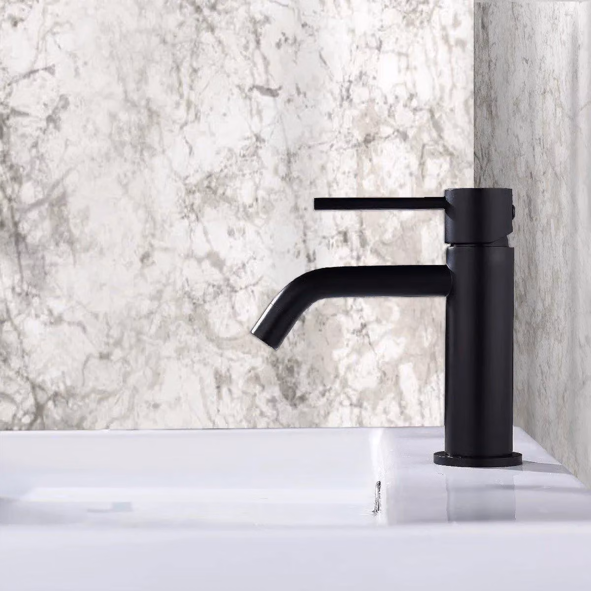 Nes Home Luxhaus Round Single Lever Basin Mono Mixer Tap in Matte Black – 3