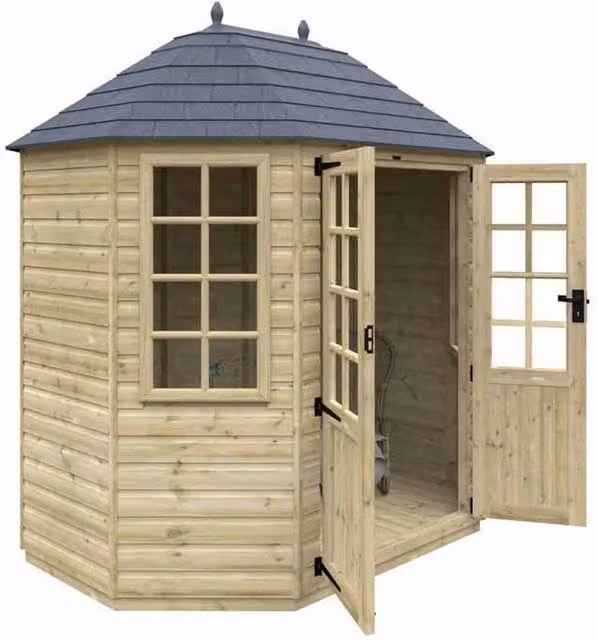 Buttercup Farm Tanalised Octagonal 16mm Wood Shed in Natural