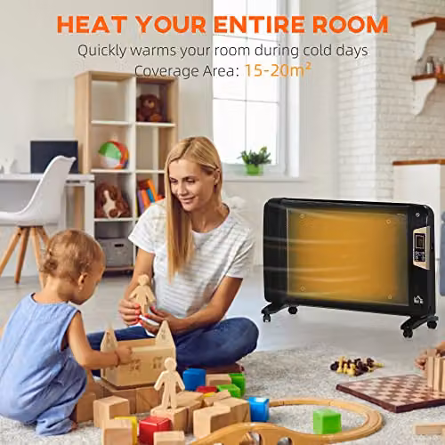 HOMCOM Mica Infrared Electric Space Heater with Remote Control and Thermostat, Black – 6