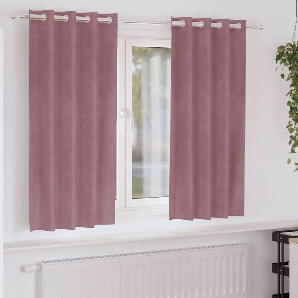 Berkfield Home Elegant Pink Velvet Blackout Curtains with Eyelets, 2 Pack – 2