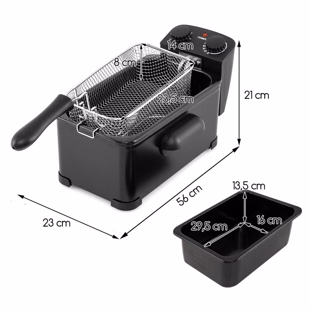 Costway 2000W Electric Deep Fryer with Detachable Frying Basket, 3 l, Black – 3