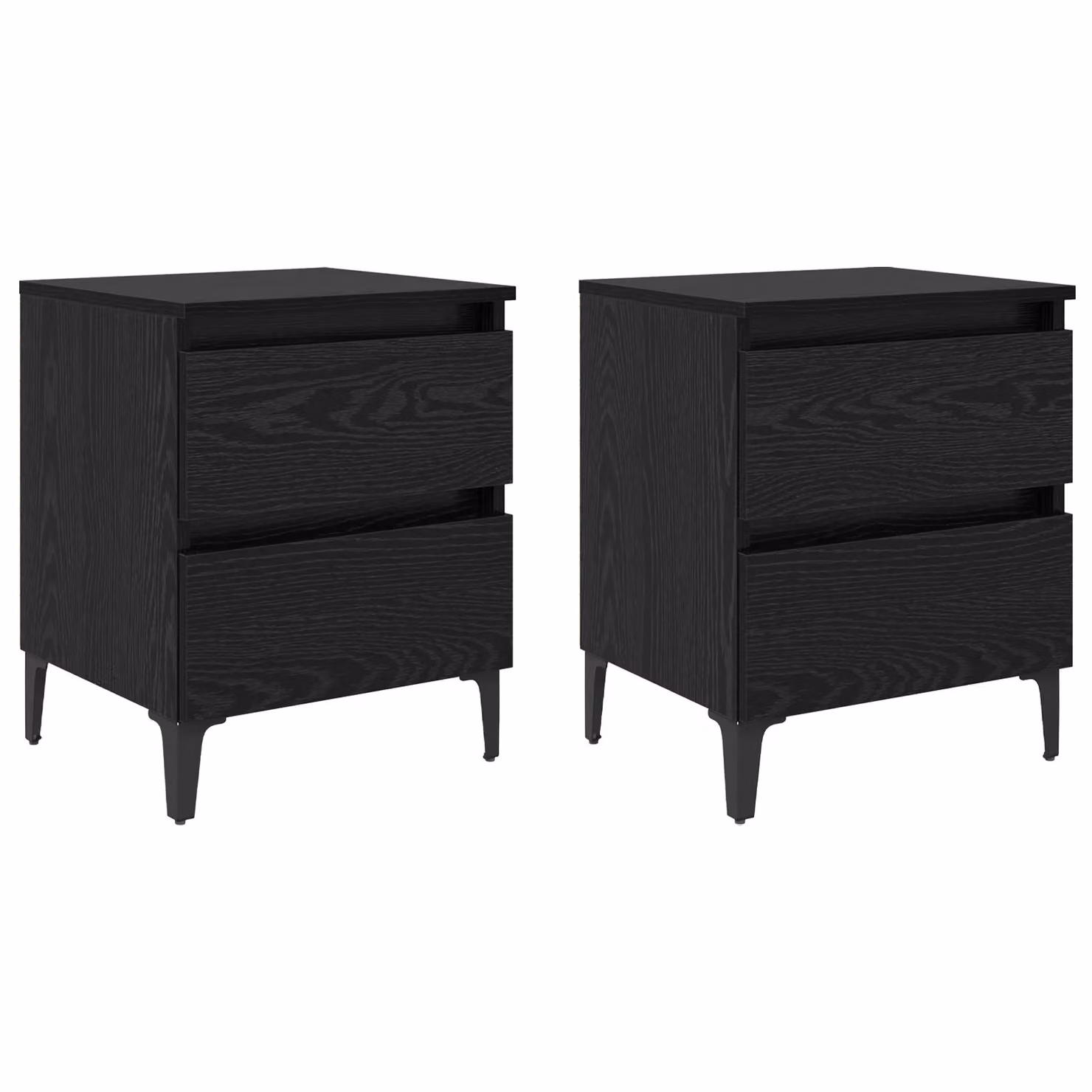 Berkfield Home Set of 2 Black Oak Bedside Cabinets, W: 40 cm, D: 35 cm, H: 50 cm – 2