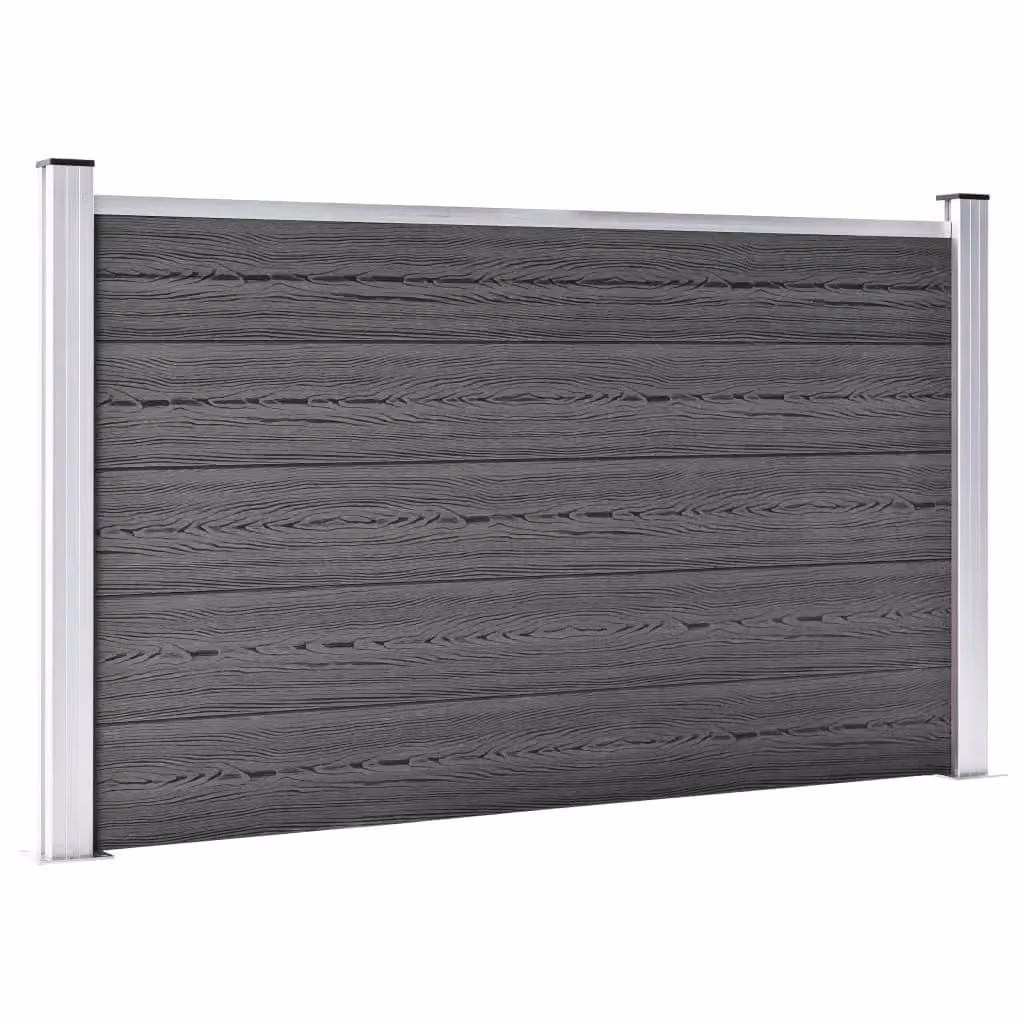 Berkfield Home WPC Fence Panel Set in Black, W/H: 872 x 105 cm – 3