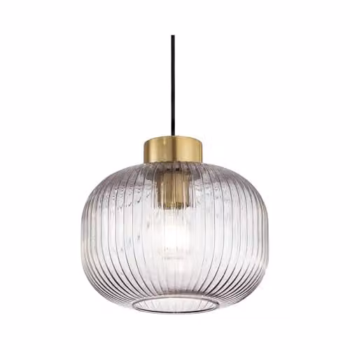 Ideal Lux Mint-2 Glass Dome Ceiling Pendant Lamp in Grey and Gold/Brass with E27 Socket – 1