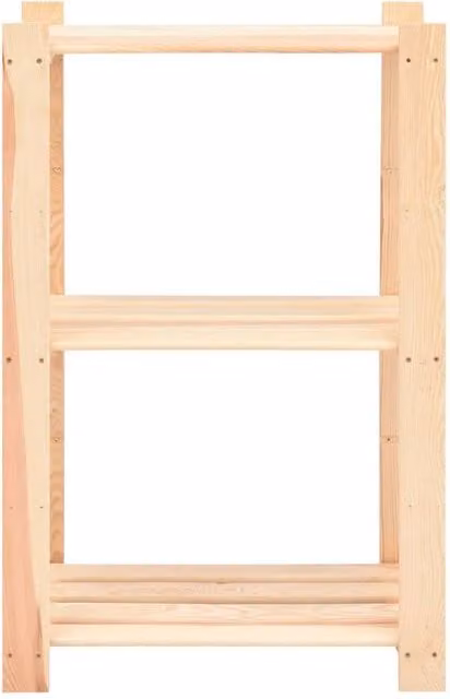 Berkfield Home 3-Tier Solid Pinewood Storage Rack in Beige, W/D/H: 60 x 38 x 90 cm