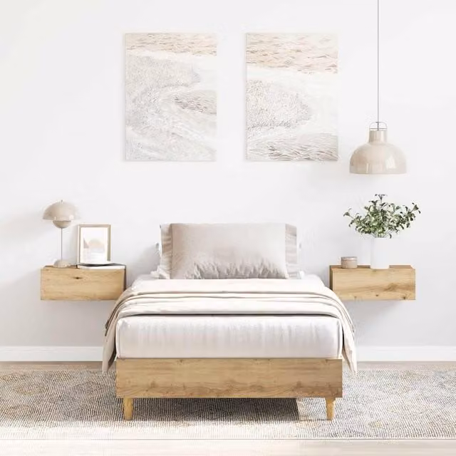Berkfield Home Artisan Oak Bed Frame in Brown, Engineered Wood, W/D/H: 100 x 200 cm