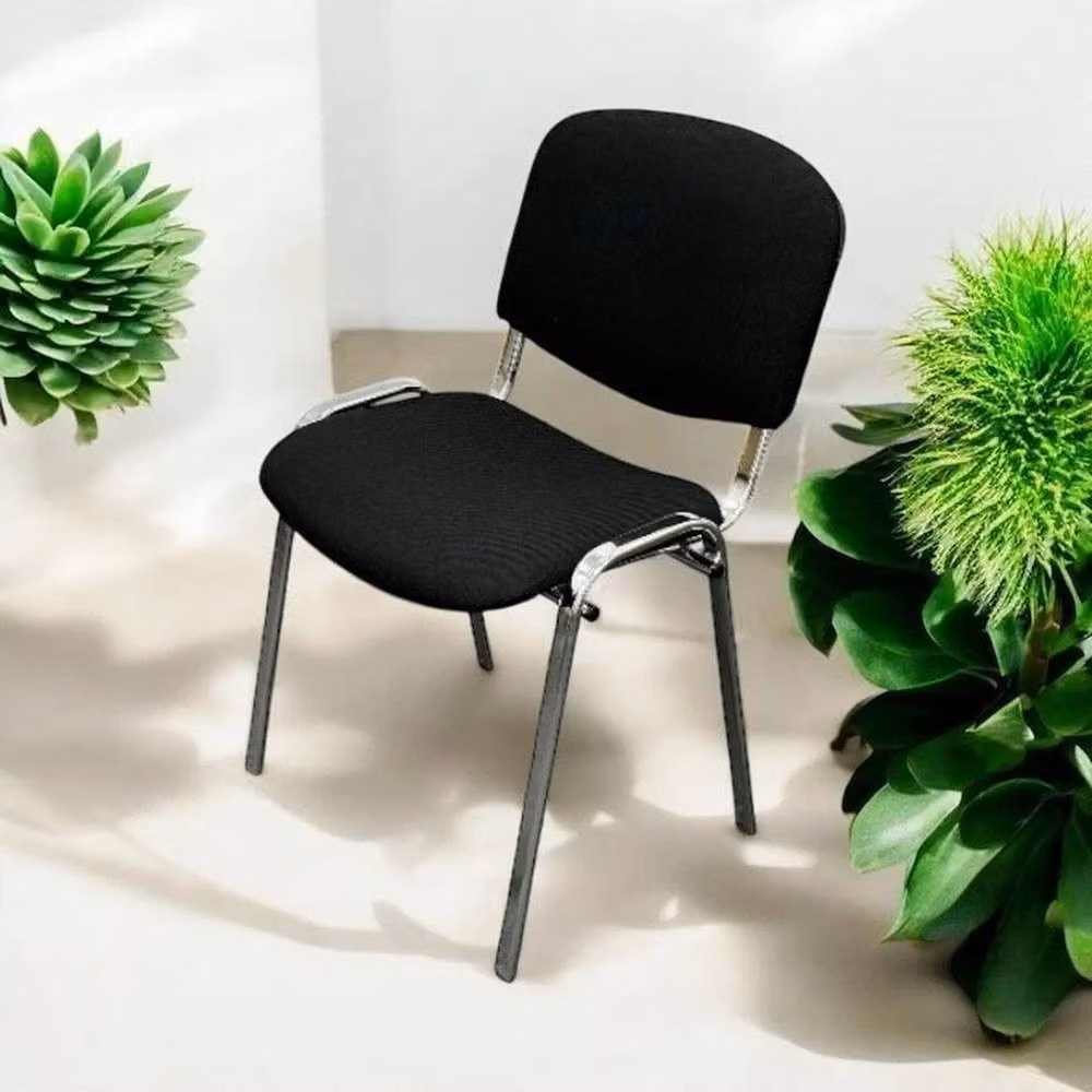 FORGEVIO Black Fabric Conference Chairs with Metal Cantilever Base – 4