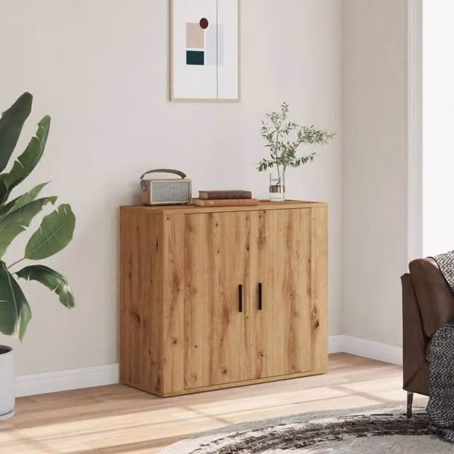 Berkfield Home Artisan Oak Sideboard in Brown, W/D/H: 80 x 33 x 70 cm