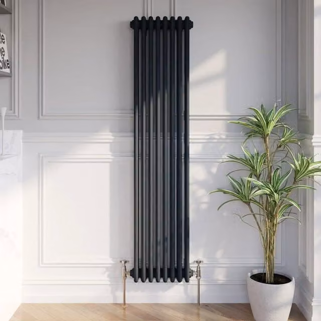 Temprazo Anthracite Steel Wall Mounted Radiator H: 119 cm, W: 30 cm, D: 10 cm