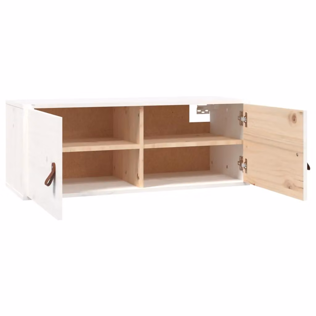 Berkfield Home White Solid Wood Pine Wall Cabinet W: 80 cm, D: 30 cm, H: 30 cm – 2