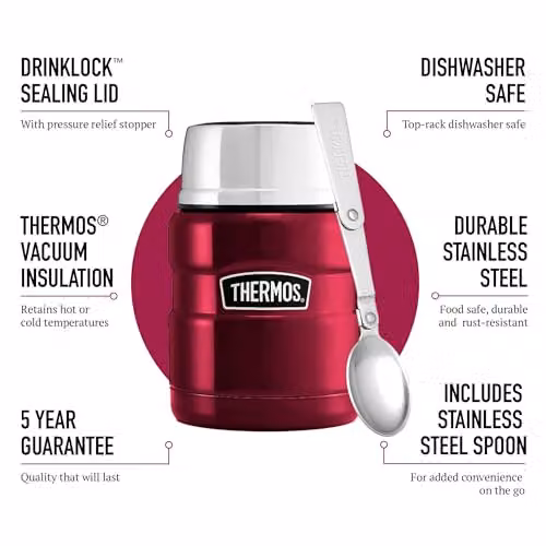 Thermos Stainless King Insulated Food Flask, Pink, 470ml – 1