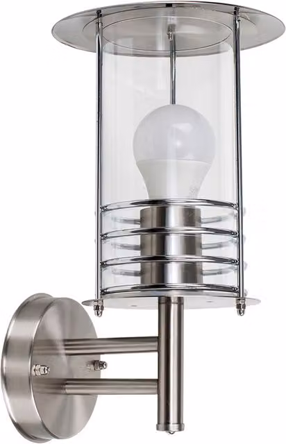 ValueLights Silver Maritime Fisherman's Lantern IP44 Rated Outdoor Wall Light with Transparent Glass