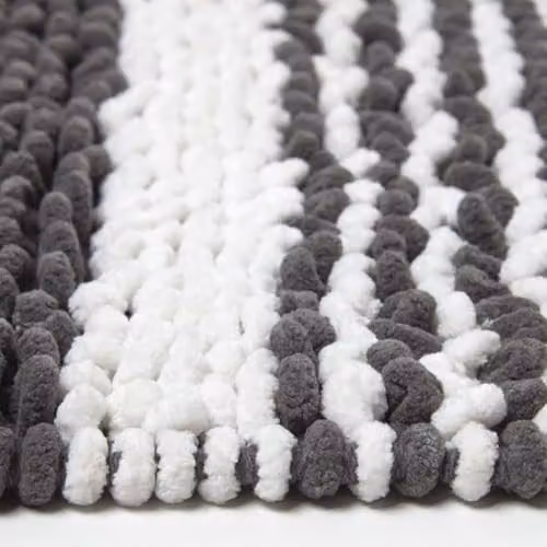 Homescapes Striped Cotton Bath Mat, White and Grey, W/D/H: 50 x 80 cm – 6