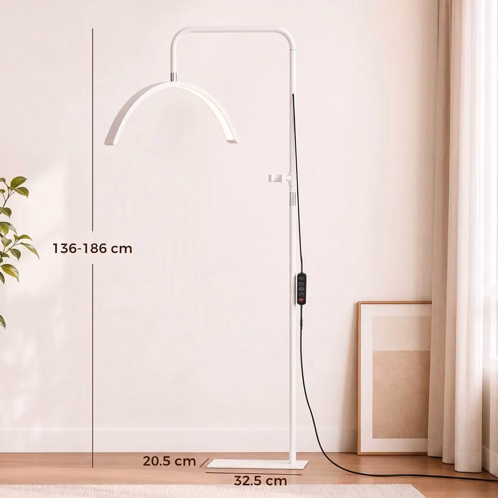 HOMCOM Half Moon Lash Light White Beauty Floor Lamp with Adjustable Rotatable Head – 3