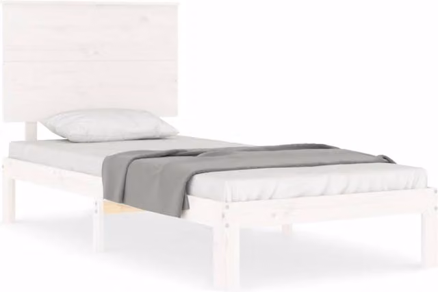 Berkfield Home White Solid Wood Pine Bed Frame with Headboard W/D/H: 100 x 200 cm – 1