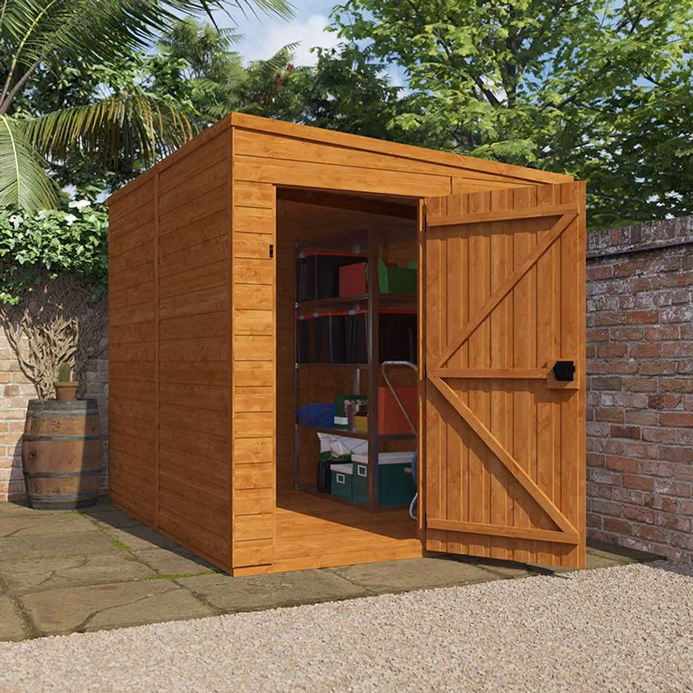 Buttercup Farm 8x6 Flex Pent Windowless 12mm Wood Garden Shed in Burnt Orange, W: 175 cm, D: 238.8 cm, H: 203 cm – 2