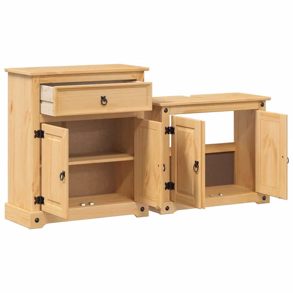 Berkfield Home Corona 2 Piece Rustic Solid Pine Bathroom Furniture Set in Beige – 2