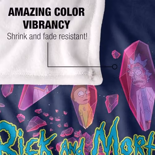 LOGOVISION Rick and Morty Death Crystal Futures Super Soft Fleece Throw Blanket, Multicolour, W: 91 cm, D: 147 cm – 3