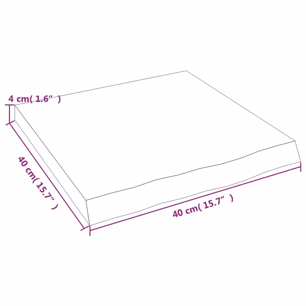 Berkfield Home Bathroom Countertop, Treated Solid Wood with Live Edge, Dark Brown and Grey, W: 40 cm, D: 40 cm, H: 2-4 cm – 4