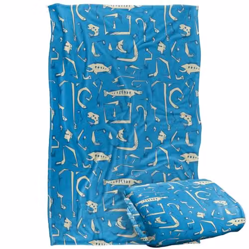 JQ Licensing Blue Fishing Hooks Silky Touch Super Soft Fleece Throw Blanket W/D/H: 91 x 147 cm – 1