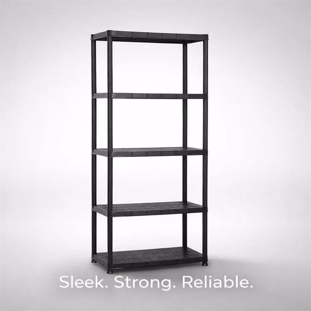 Nordara 5 Tier Black Plastic Freestanding Storage Rack