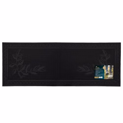 JVL Black Rubber Pin Patio Doormat, W: 45 cm, L: 120 cm – 1