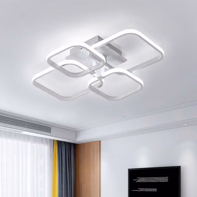 COMELY 60W Modern Square LED Ceiling Light in White with 6000K Cool White Light – 1