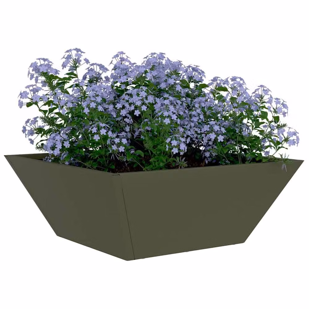 Berkfield Home Garden Steel Bowl Planters, 5 Piece Set, Green, W/D/H: 40 x 40 x 15 cm – 3