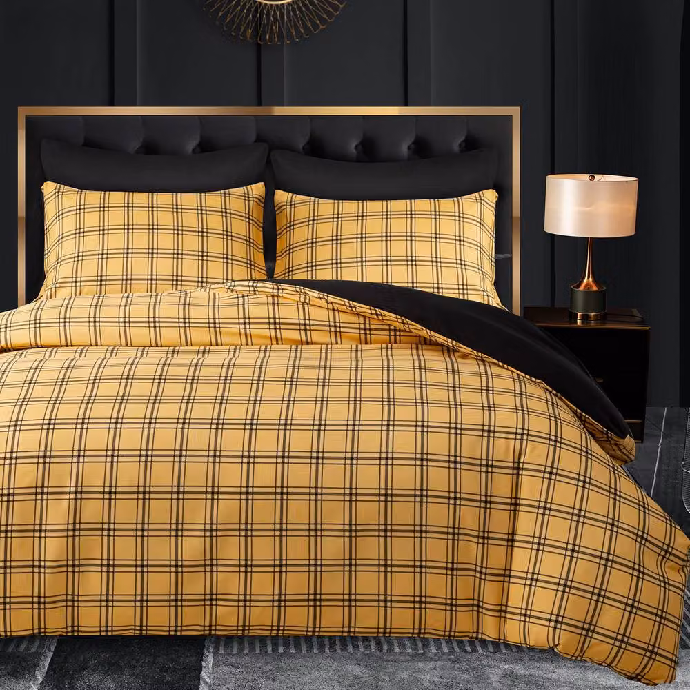 Grace Double Brushed Microfibre Duvet Cover and Pillowcase Set in Gold, King Size (180 x 200 cm) – 3