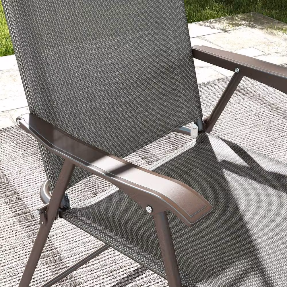 Wyld Haus Set of 2 Dark Grey Folding Garden Chairs with Metal Mesh Seats – 5