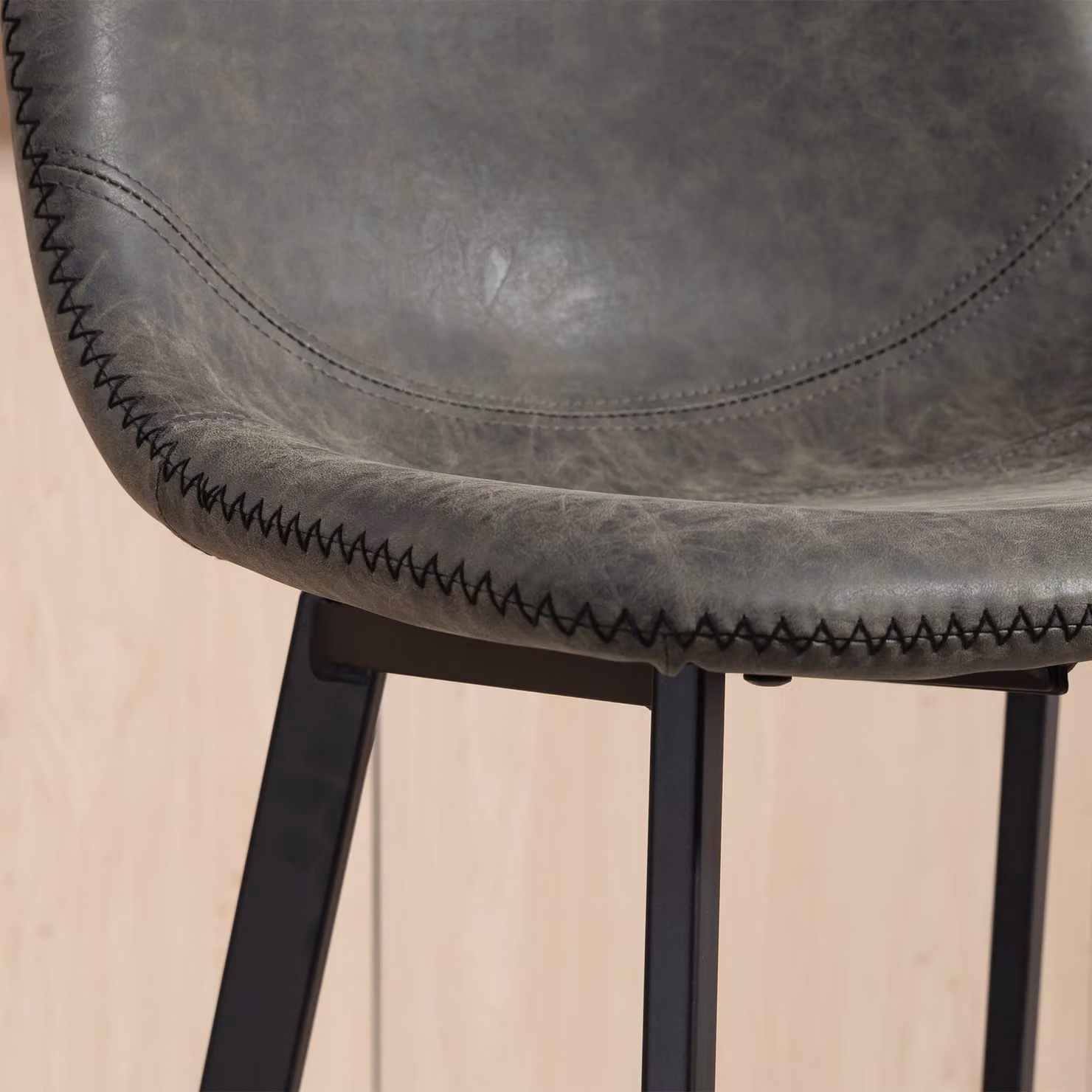 HOMCOM Set of 2 Grey PU Leather Bar Stools with Backrest and Footrest – 6